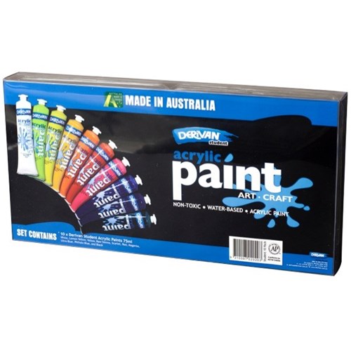 Derivan Student Acrylic Paint 75ml, Pack of 10 | OfficeMax MySchool