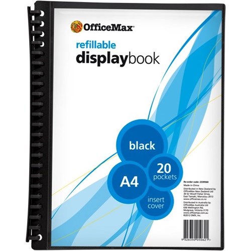 officemax-a4-refillable-display-book-insert-cover-20-pocket-black